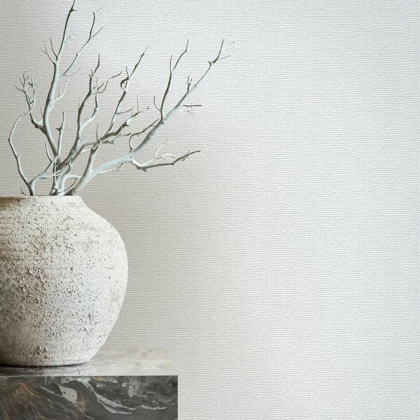 Non-woven tapet med vævet træ-look grå, hvid tekstil-look