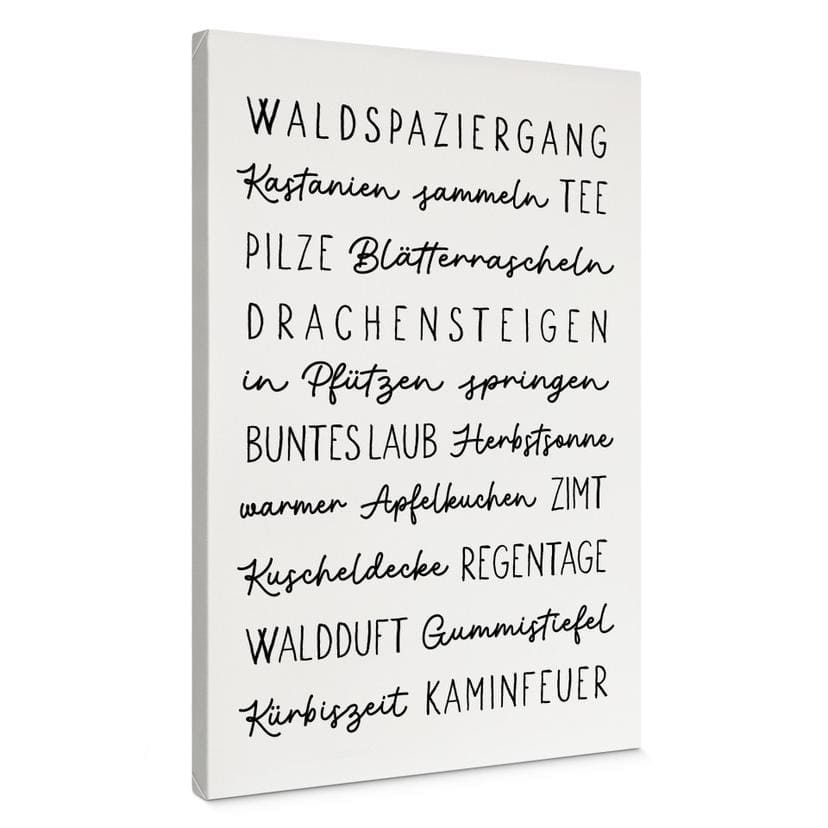 Leinwandbild Herbstliche Worte - Typografie