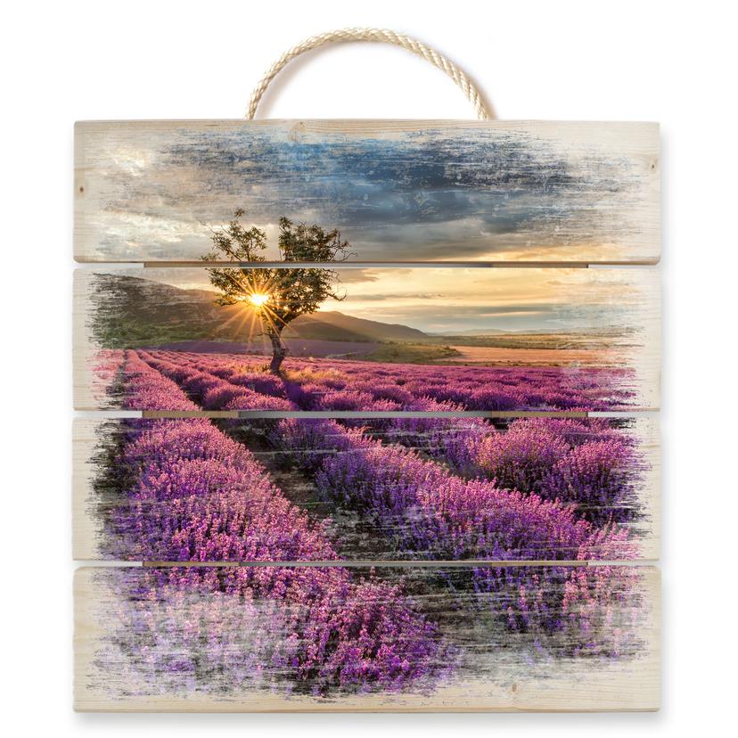 Stampa su legno - Fiori di lavanda in Provenza
