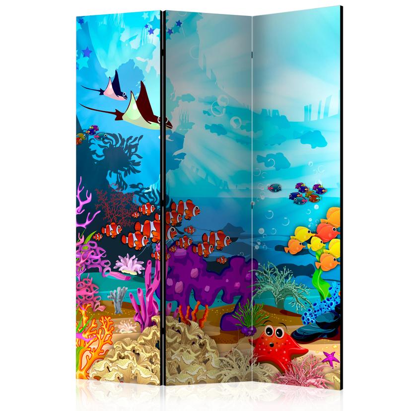 Paravent Séparation de pièce - Poisson coloré, 3 pièces