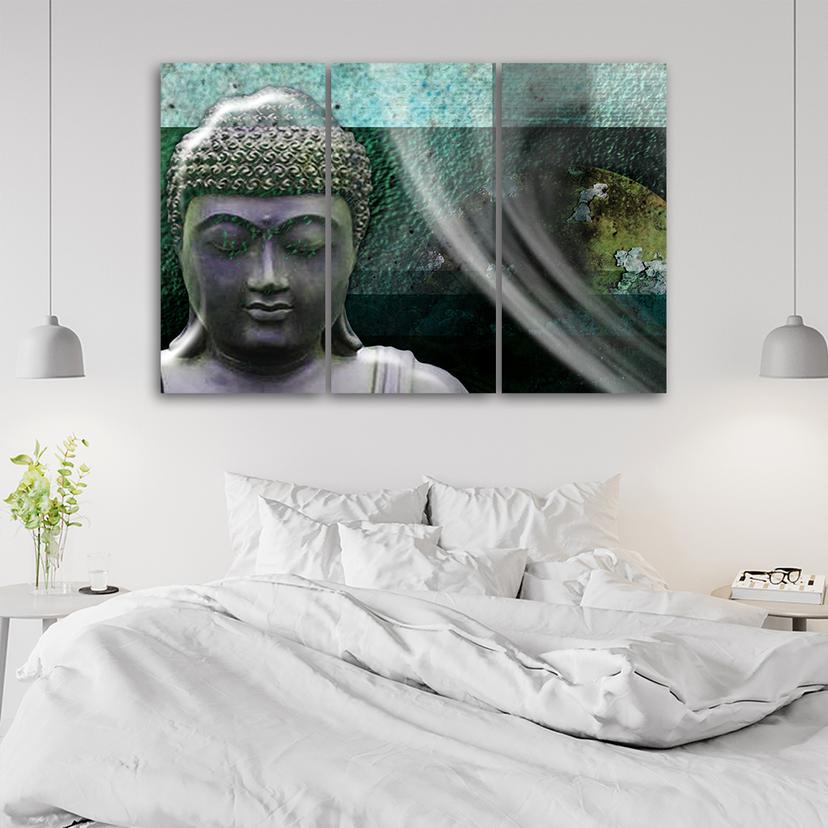 Stampa su tela 3 pezzi, Zen Buddha Turchese Benessere