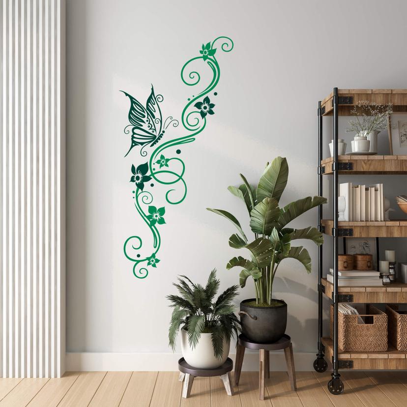 Sticker mural - Vrille de fleurs 9 (bicolore)