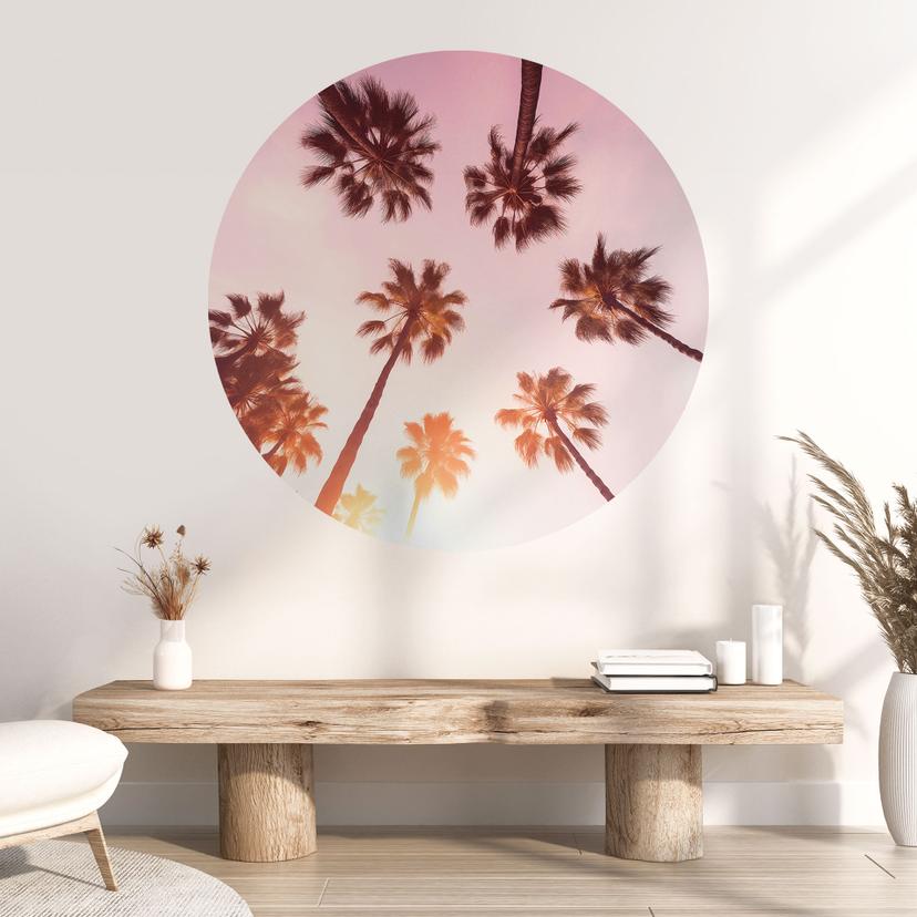 Vinilo decorativo "California Dreaming" con vista de palmeras - Hugonnard - Redondo