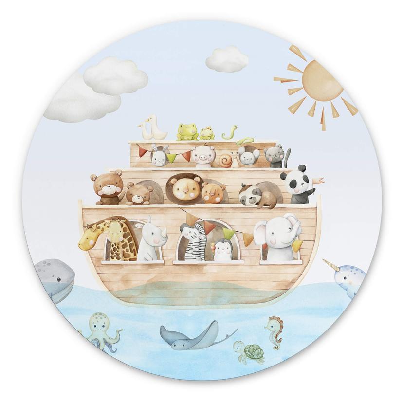 Vægcirkel Oliver Robins - Noahs Ark – print på aluminium (Alu-Dibond)