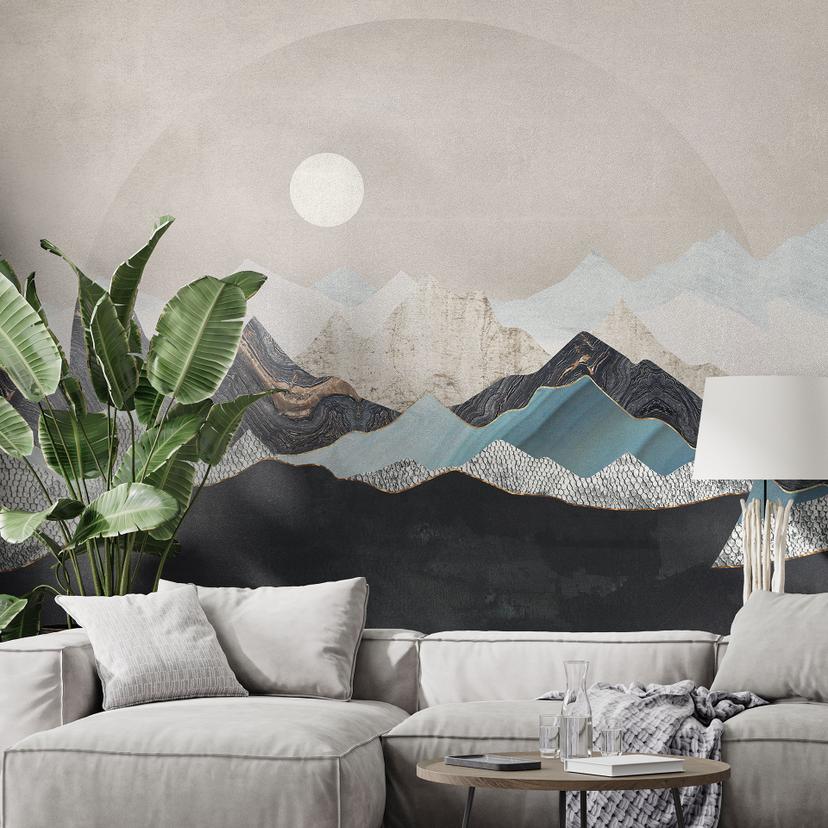 Fototapet Roligt bjerglandskab i skumringen - SpaceFrog Designs