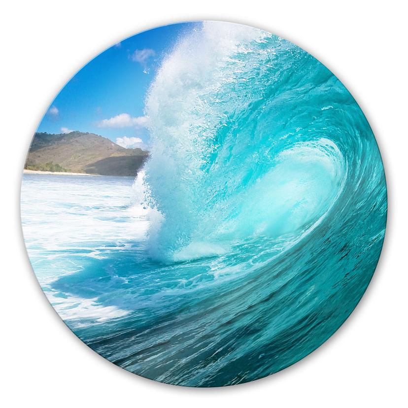 Tableau en verre - Vague - rond