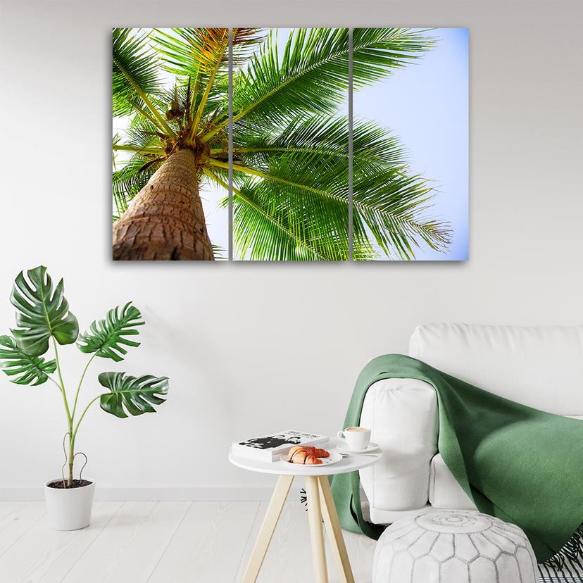 Stampa su tela 3 pezzi Palma tropicale