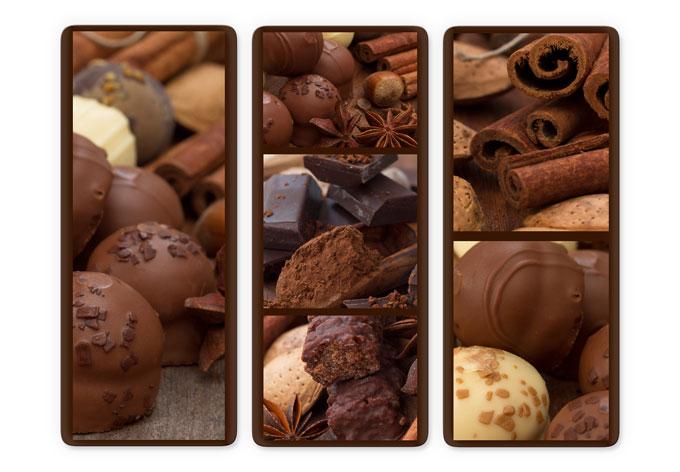 Tableau en verre - Délice de chocolat 03 (3 parties)