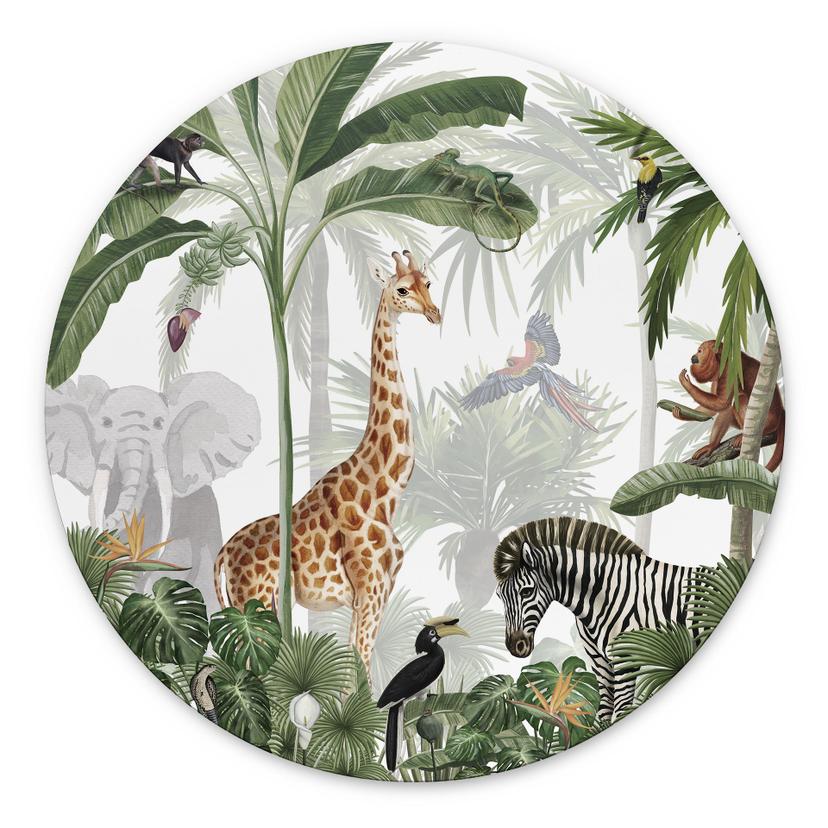 Tableau sur alu-Dibond rond Kikki Belle - Jungle
