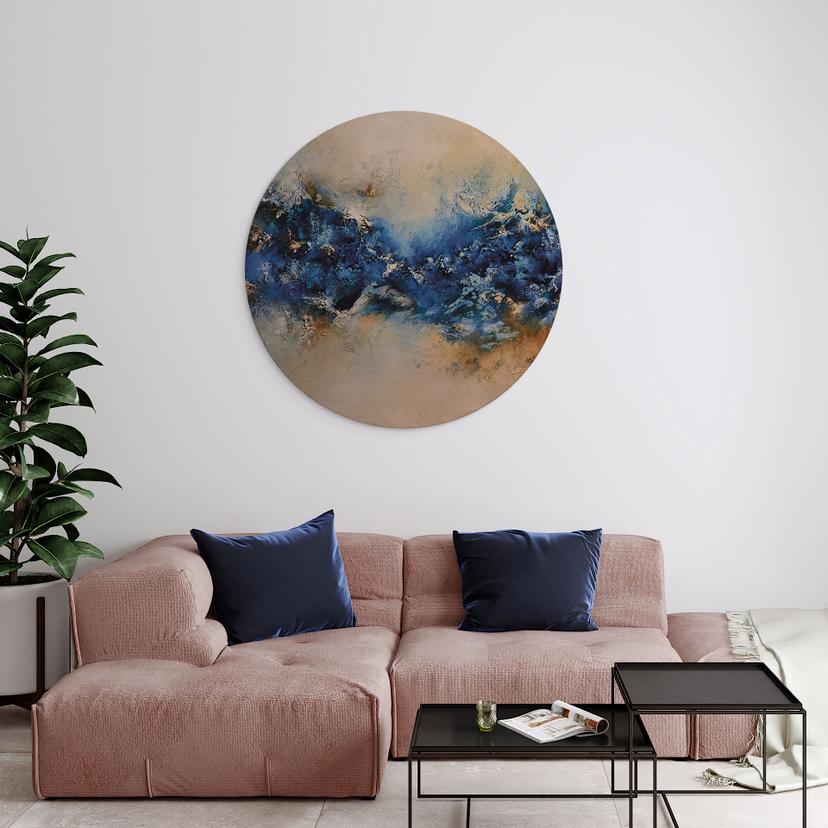 Quadro di legno interazione blu-oro - Fedrau - Rotondo