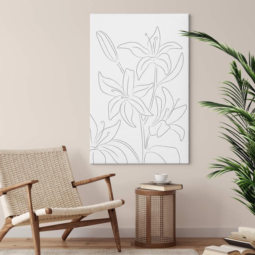 Lienzo 1X Estudio - Line Art Floral - Flores Minimalistas