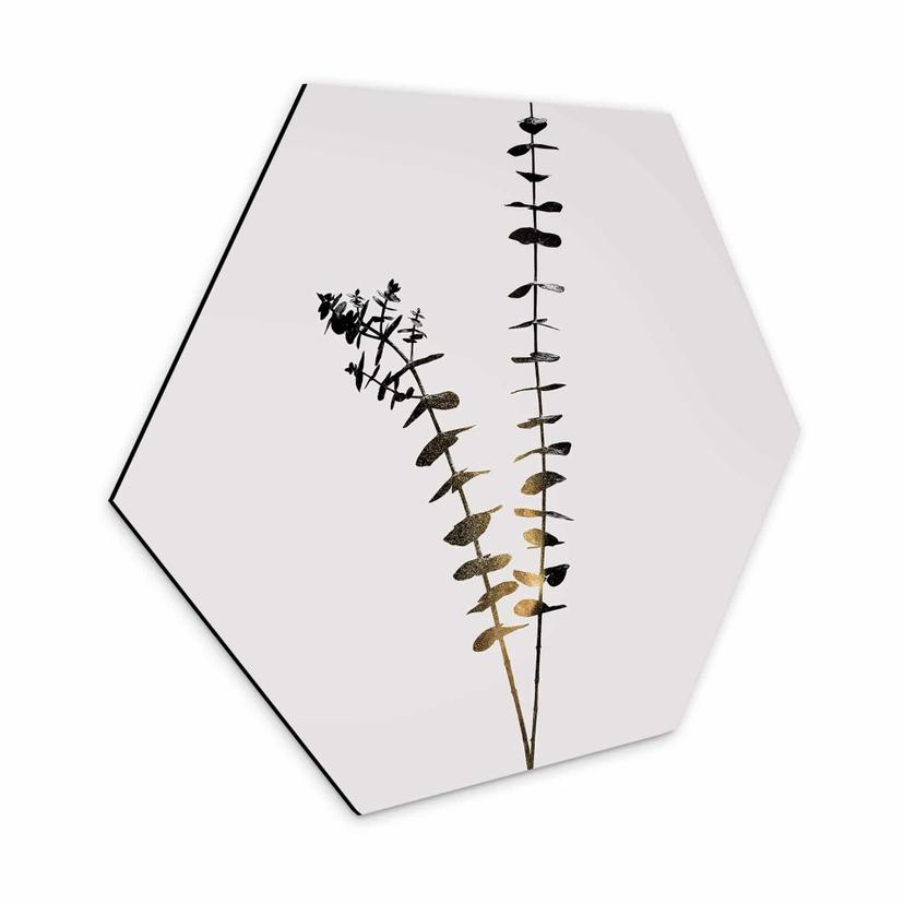Hexagone - Alu-Dibond Kubistika - Eucalyptus noir et doré