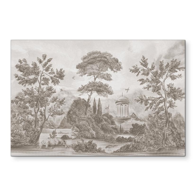 Wanddecoratie met tuinlandschap in beige - Ms Tiff - Alu-Dibond