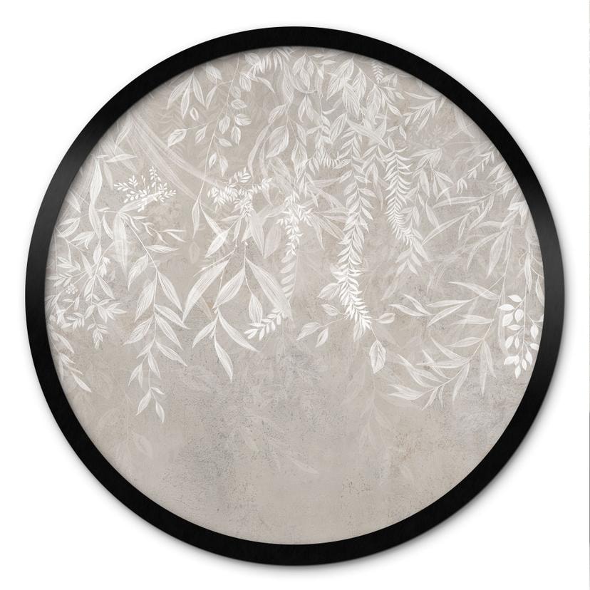 Poster Elegante wilgentakken in beige - Ms Tiff - Rond