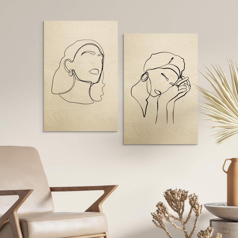 Stampa su legno NKTN - Line Art - Seguire i propri sogni