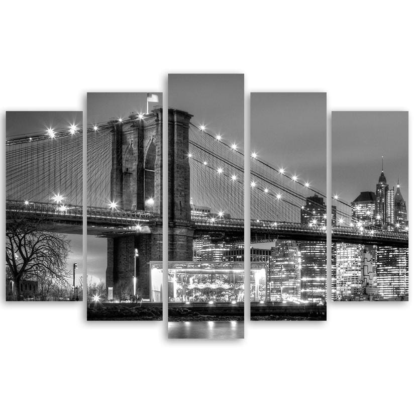 Quadro su Tela 5 Pezzi, Manhattan Bridge New York
