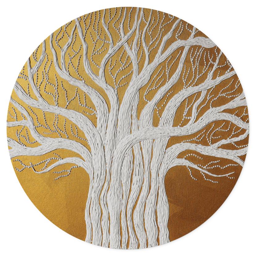Adesivo murale Bianco albero della vita astratto - Grande - Rotondo