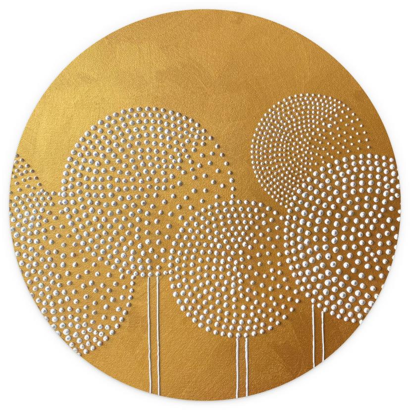 Fototapet med vita pärlblommor - Grande - Rund - non-woven tapet/självhäftande non-woven tapet