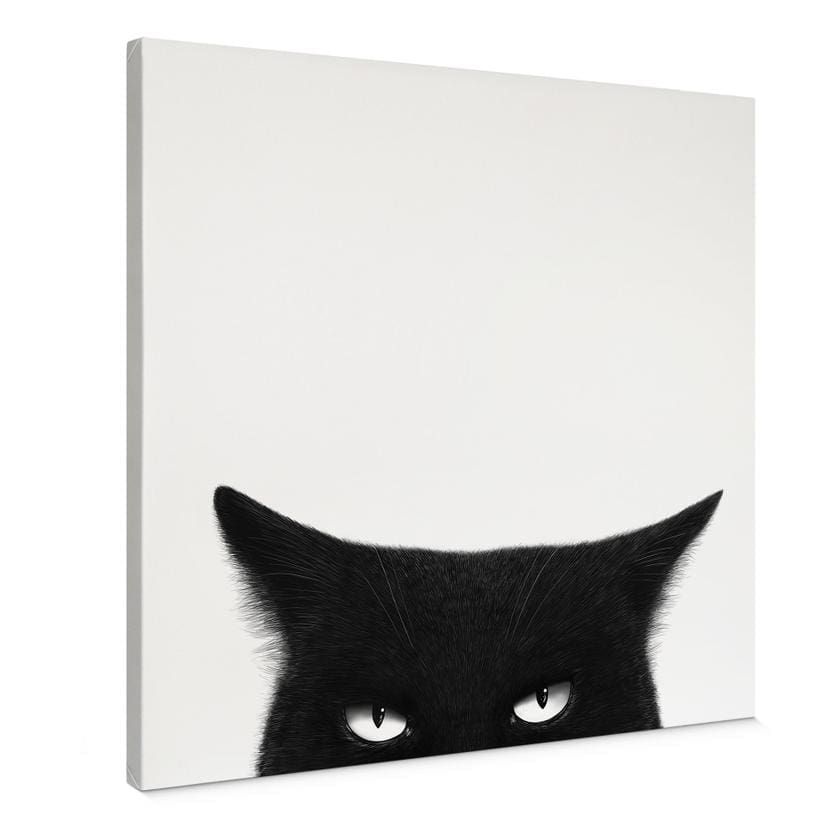 Tableau sur bois Regard d'une chatte noire - Korenkova - Carré