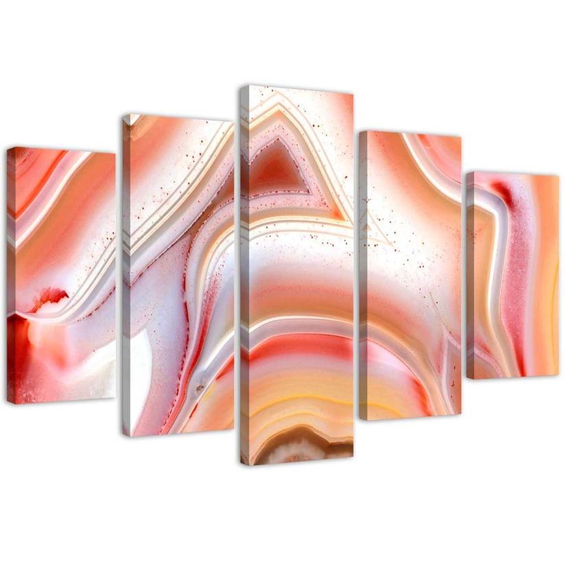 5 stykke lærredstryk, pastel abstraktion
