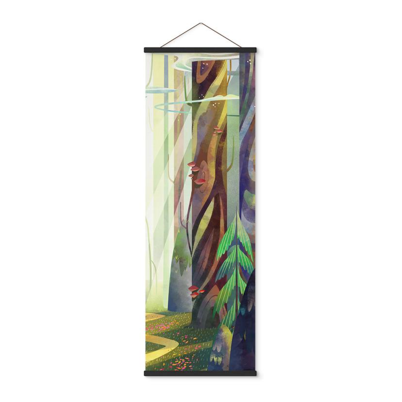 Tekstil plakat Fortryllet skov i lyset - DigitalArtsi - Panorama