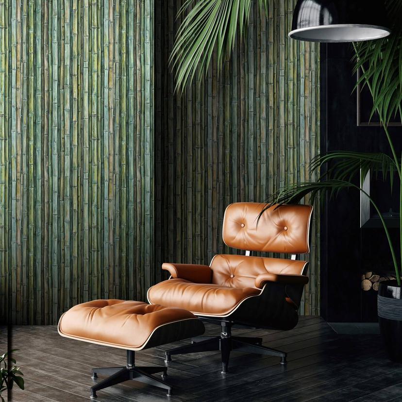 Papier peint en bambou Papier peint en photo, vert graphique 2,70 x 1,59 m
