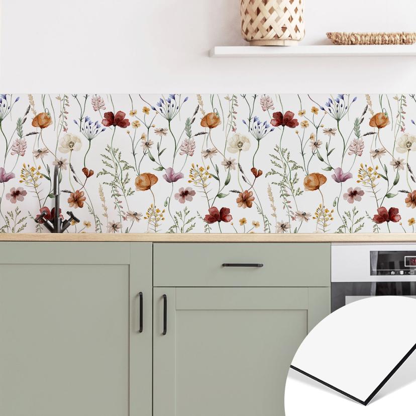 Køkken backsplash Farverige vilde blomster - UN Designs