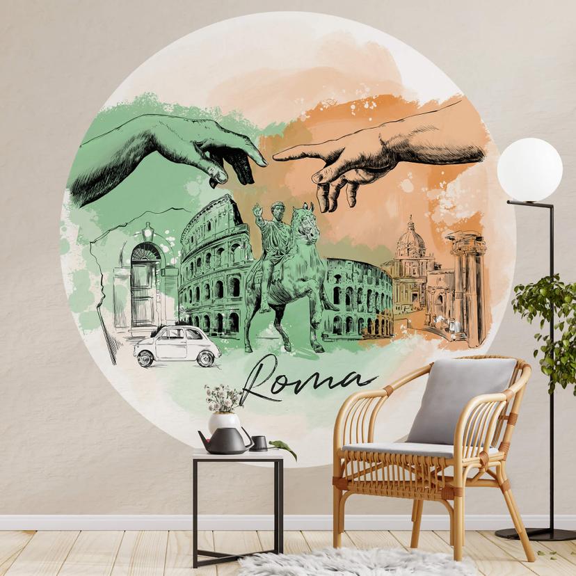 Fototapet - Rundt Love your City - Roma - vliesetapet/selvklæbende non-woven tapet