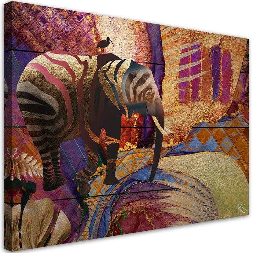 Canvasbillede, gylden elefant abstrakt