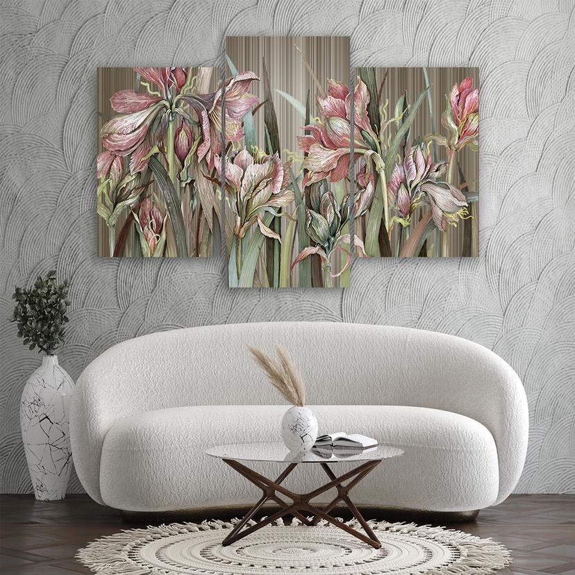 Stampa su tela 3 pezzi, fiori di iris