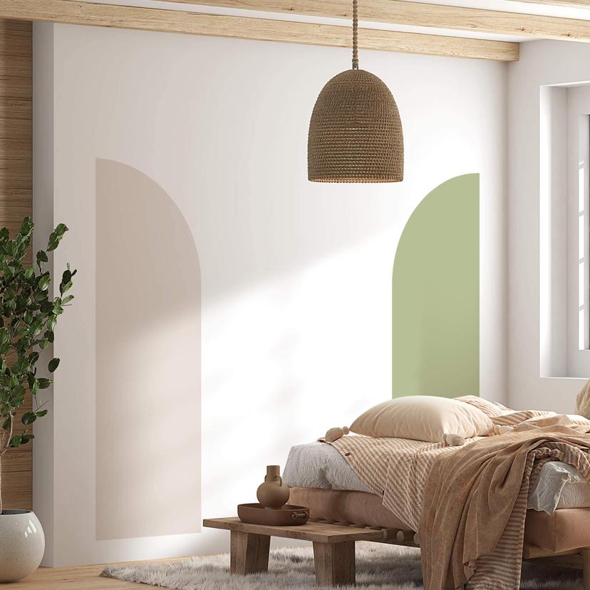 Wall Sticker set of 2 half arches - pistachio and beige