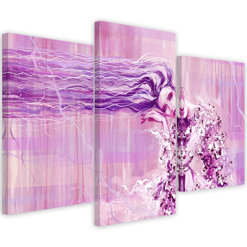 Impression sur toile en 3 parties, Une femme aux cheveux longs