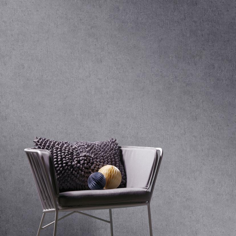 Non-woven tapet med betonmotiver, ensfarvet, grå