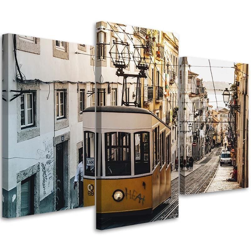 3 stykke lærredsprint, Sporvogn Lissabon City gul