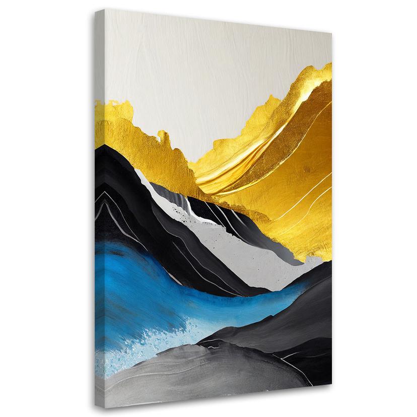 Canvasbillede, Abstrakte akrylbjerge i guld