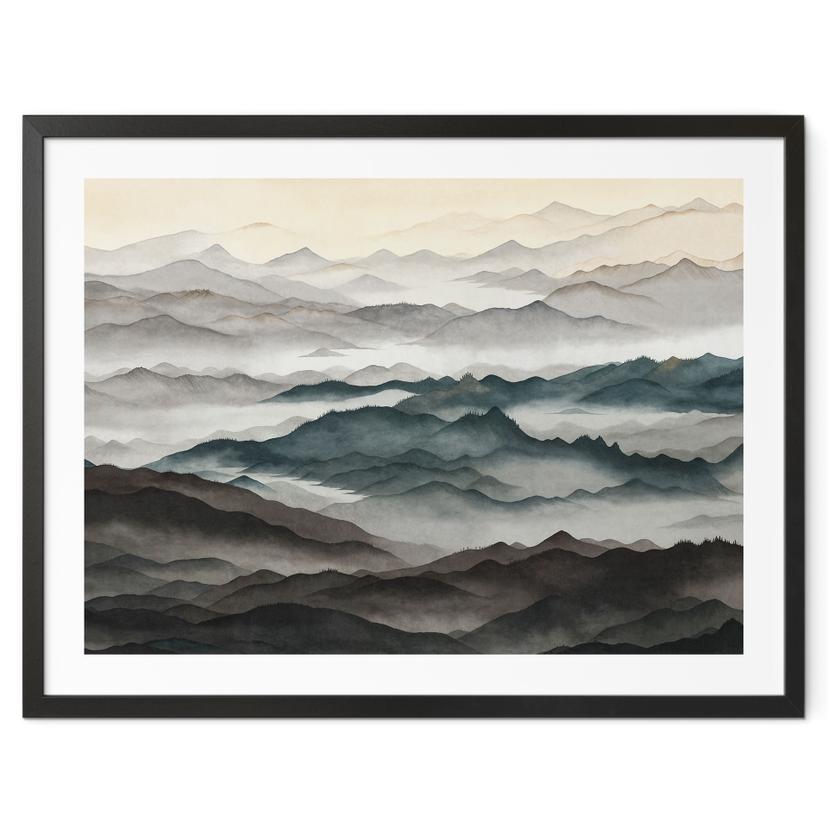 Poster Roerich Light - Nebelige Berglandschaft - Sir Edward x Grigory Gladarev