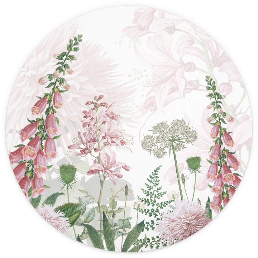 Sir Edward - Rosa fingerborgsblomma - Rund Fototapet - non-woven tapet/självhäftande non-woven tapet