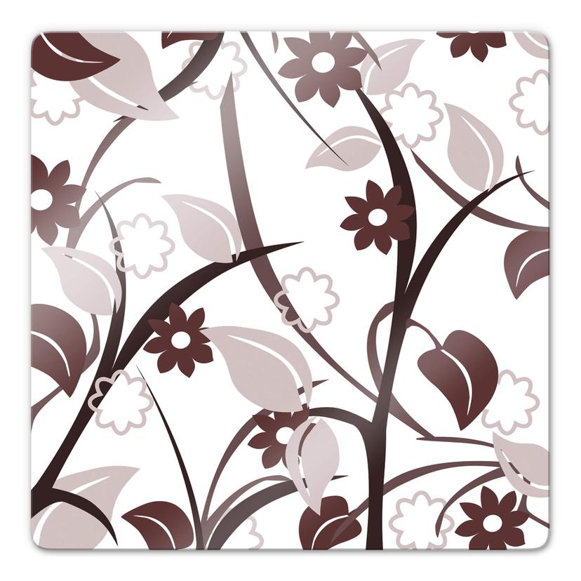 Glasbillede - Brun Blomstersymfoni