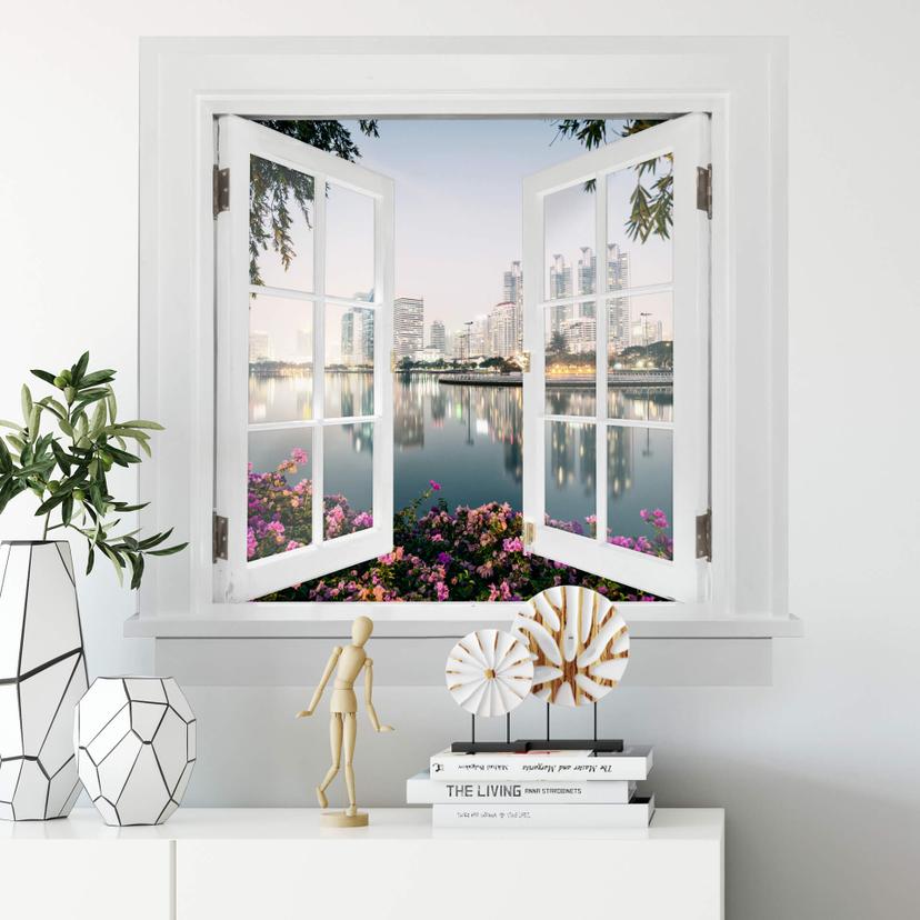 3D Wallsticker vinduesplads - Colombo - Bangkok og dens lys