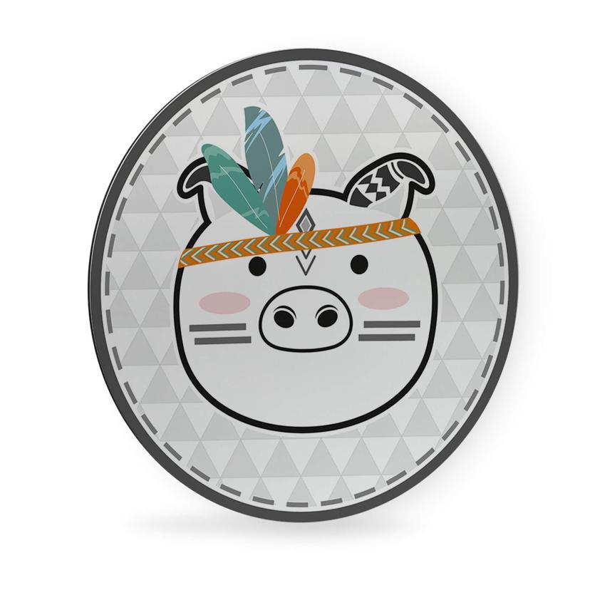 Alu-Dibond - Indianer-Schwein - Rund