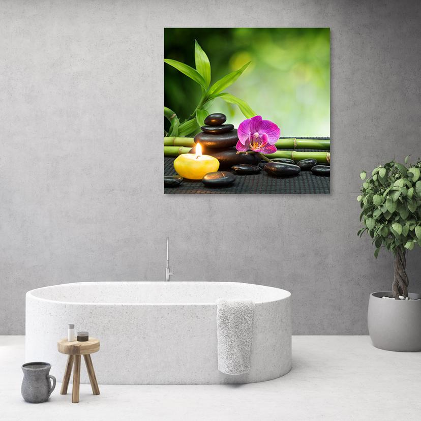 Stampe su tela, Candela fiori Orchidea Spa