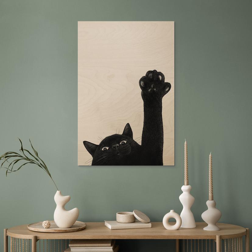 Houten Wanddecoratie Laat me je pootje zien Kat - Korenkova