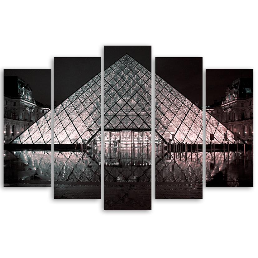 Stampa su tela 5 pezzi, Louvre Parigi Francia