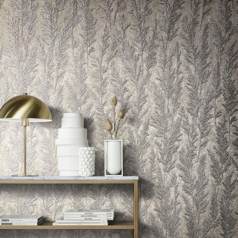 blomst og fleece Naturlig Opulence tapet i rød, brun