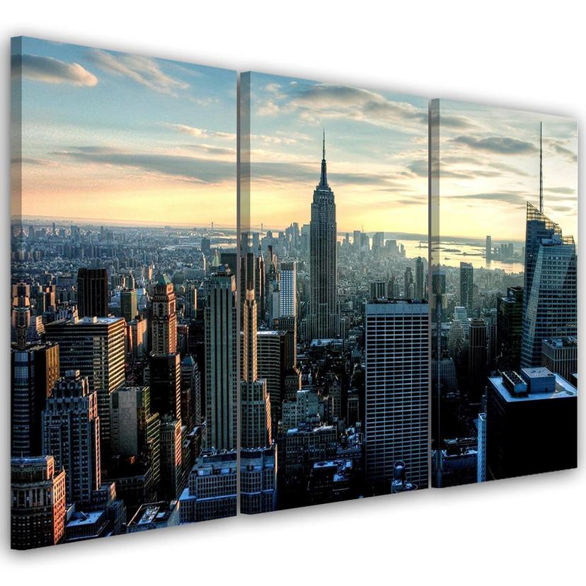 Impression sur toile en 3 parties, architecture de la ville de New York