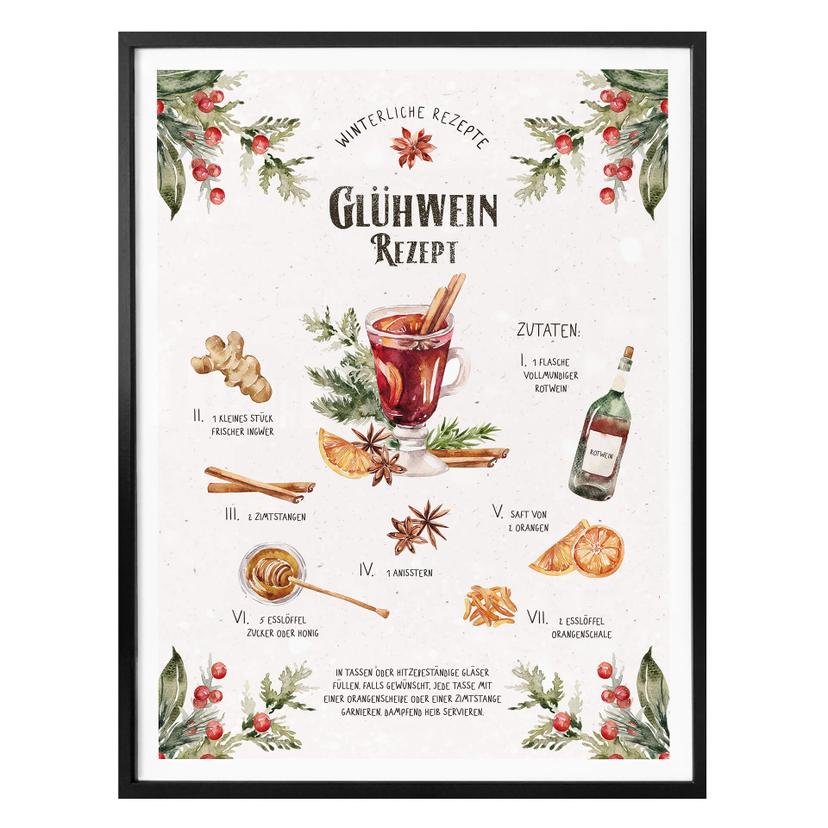 Poster receta de vino caliente