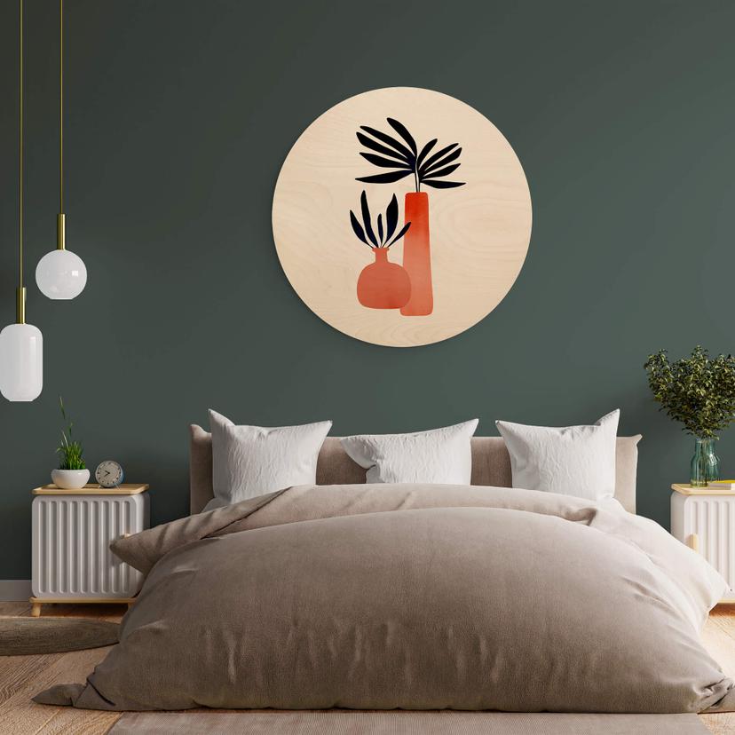 Cuadro de madera Kubistika - Plantas de cuento - Redondo