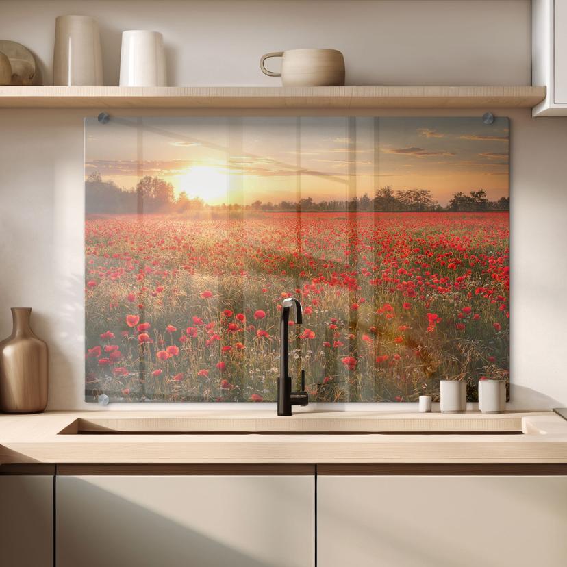 Valmuer i solnedgangen - Stænkplade