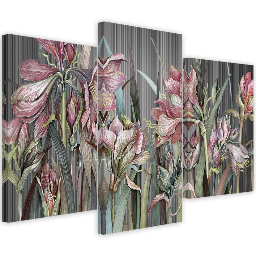 Impression sur toile en 3 parties, fleurs d'iris
