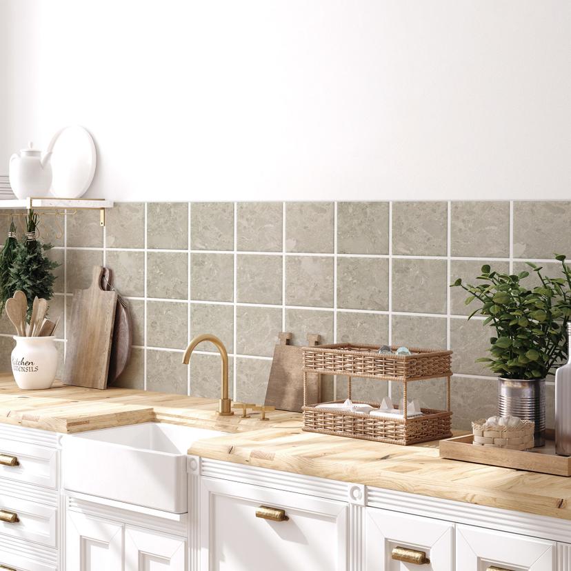Adesivi per piastrelle effetto pietra, terrazzo chiaro - Pellicole per mobili, rivestimento cucina,